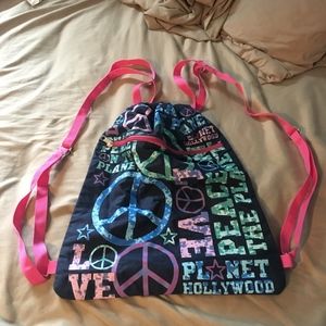 Peace & Love Strap Drawstring Backpack